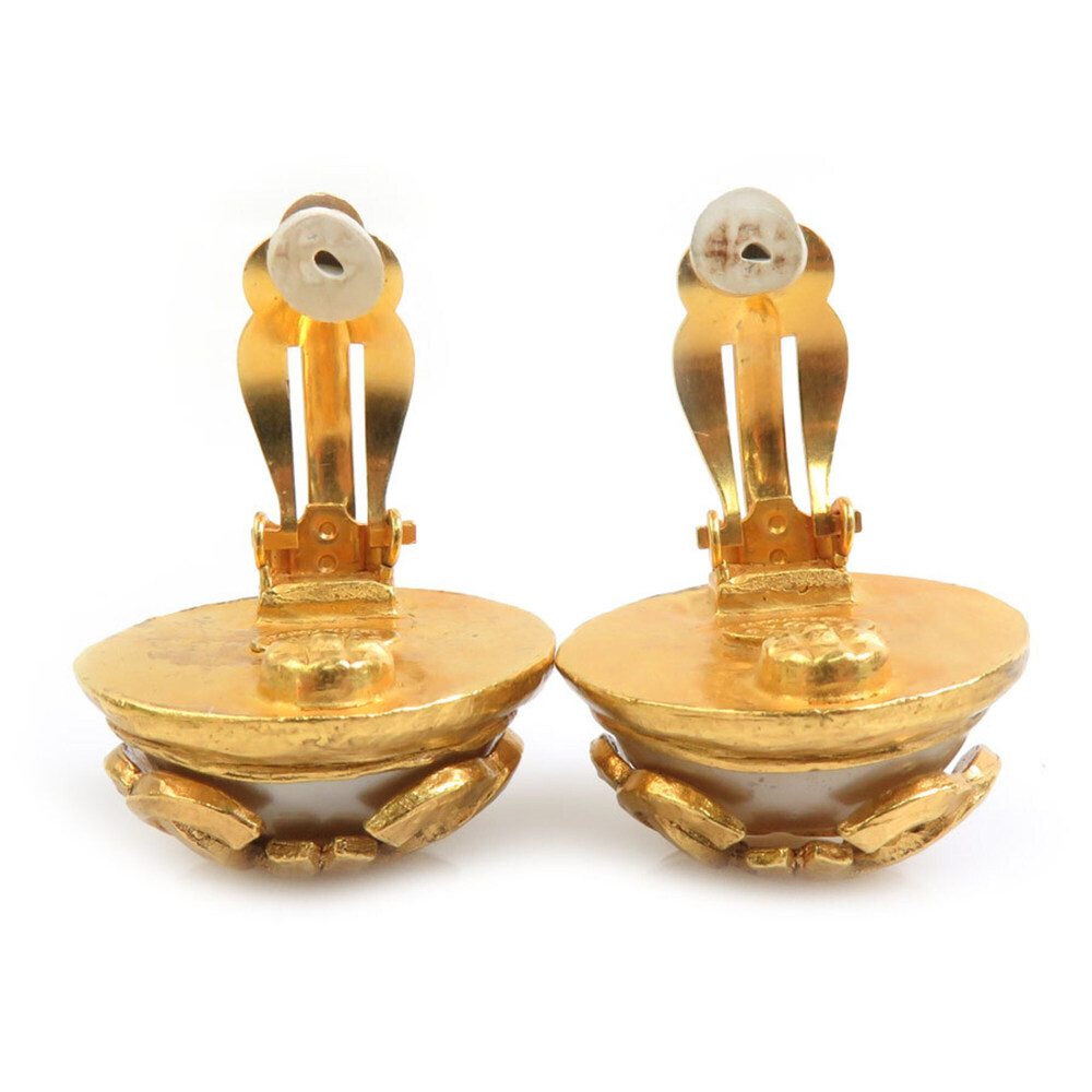 CHANEL Authentic White Pearl Logo Earrings - Picture 6 of 8